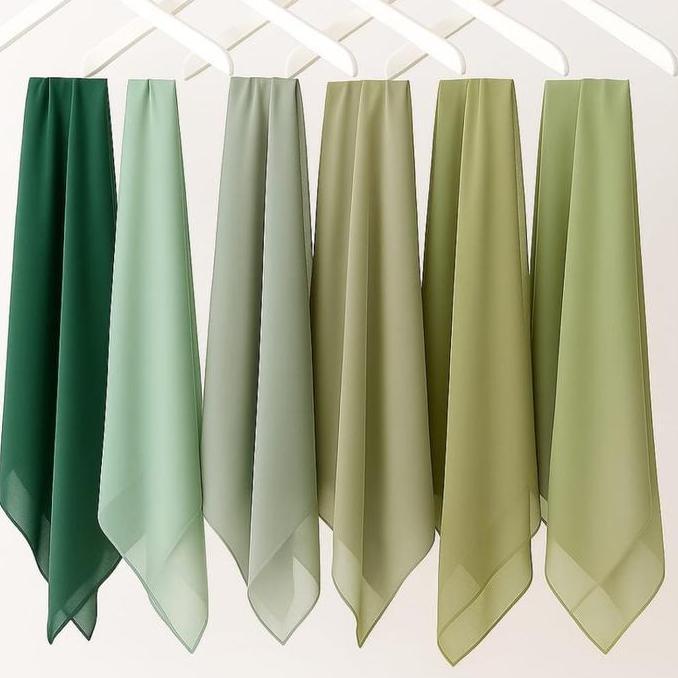 Fixyou- Soft Green Series - Hijab Pollycotton Hijab Square ( Hijab Warna Soft Matcha, Green Tea, Kiw