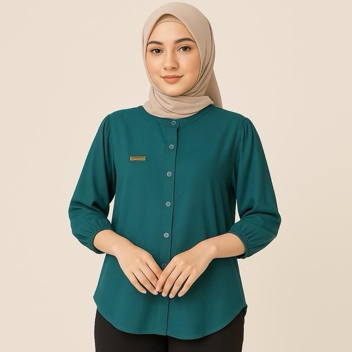 Termurah / Hot Sale Baju Kemeja Atasan Polos Wanita Rayon Twill Premium Panjang Blouse Wanita Murah 
