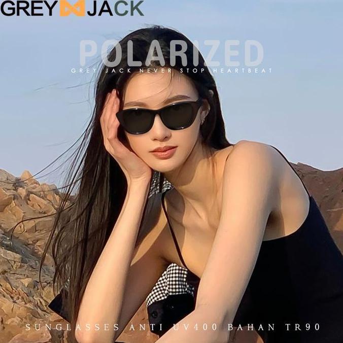 WOVLO Grey Jack Kacamata Hitam Sunglasses Polarized Anti Silau UV400 Model Cat Eye Bahan TR90 Kokoh 