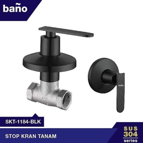 Stop Kran Tanam Bulat Hitam Merk Bano Stainless SUS 304 / Stop Kran Air Tembok / Stop Kran Shower Ka