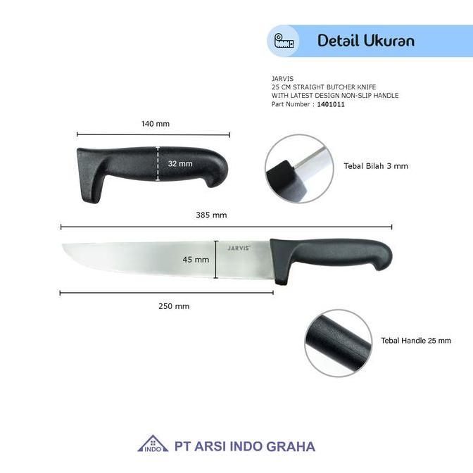 1401011 JARVIS 25 CM STRAIGHT BUTCHER KNIFE WITH LATEST DESIGN NON-SLIP HANDLE