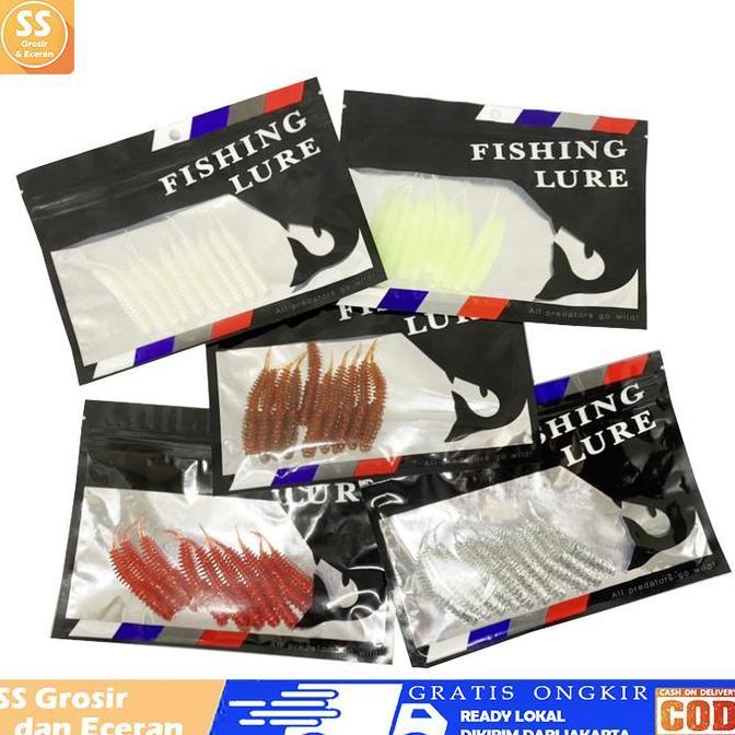 Umpan Pancing 10Pcs Cacing Buatan Bahan Silicone Karet Soft Lure Allshop