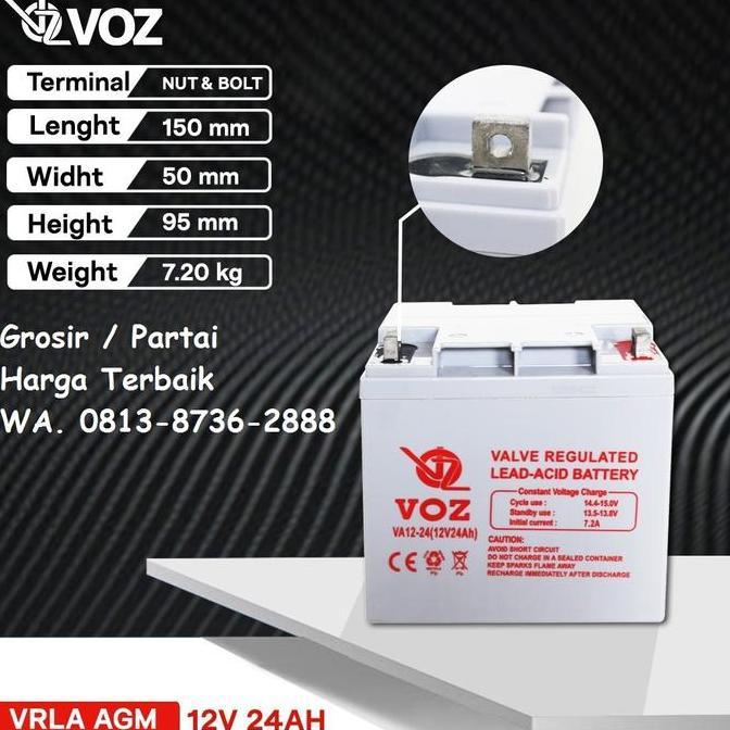 Battery Kering Voz 12V 24Ah Accu Aki baterai Kering Vrla 12v 24Ah