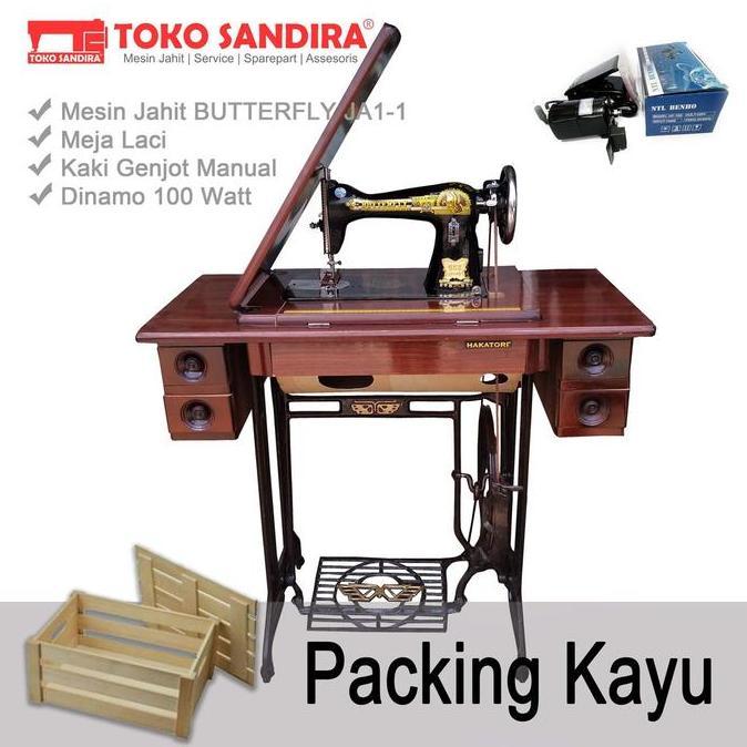 Mesin Jahit Butterfly JA-1/mesin jahit tradisional/mesin jahit manual FULL SET + DINAMO ( BARU )