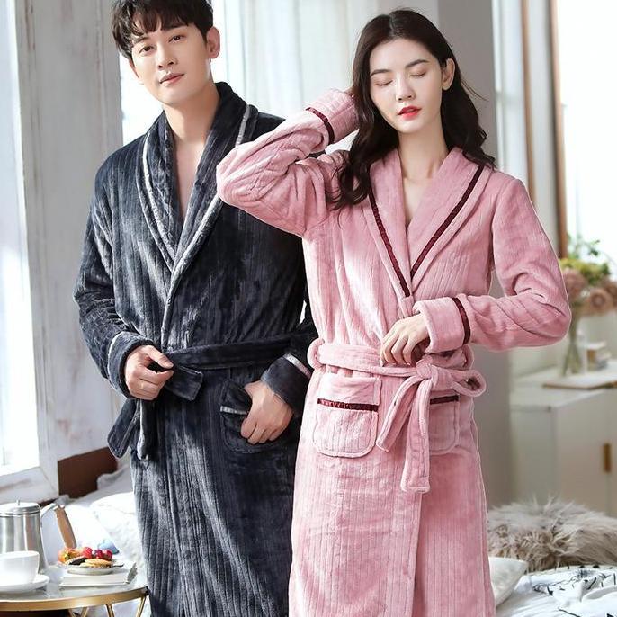Kimono Handuk / Jubah Handuk / Baju Handuk Kimono Dress Bathrobe Couple Dewasa Pria   Wanita Unisex