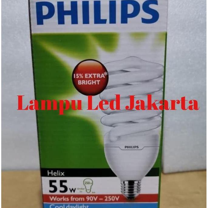 Lampu tornado helix 55watt 55w philips. Bohlam tornado helix philips ready