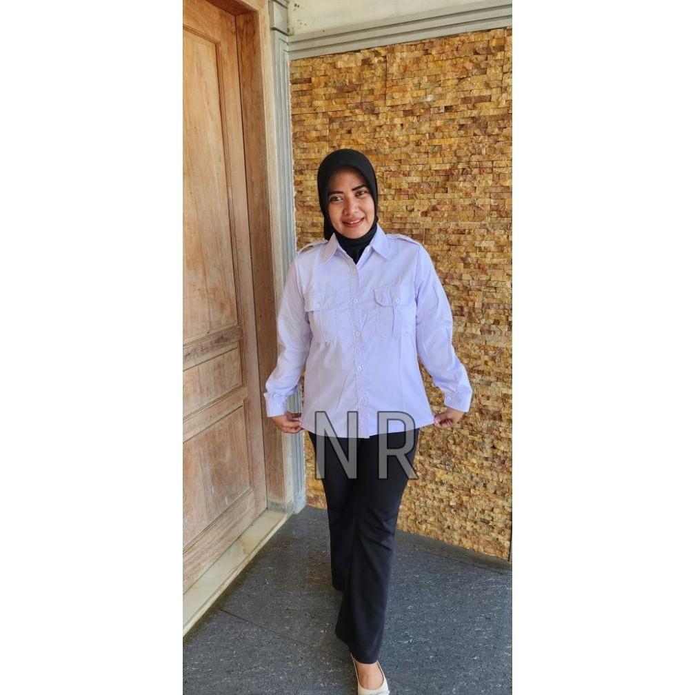 Unik Baju Kerja Dinas Seragam Wanita Putih Katun Lengan Panjang Asn Pns Ppl Security Dll.