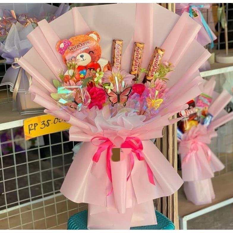 Buket Silverqueen beruang // buket Silverqueen // buket coklat