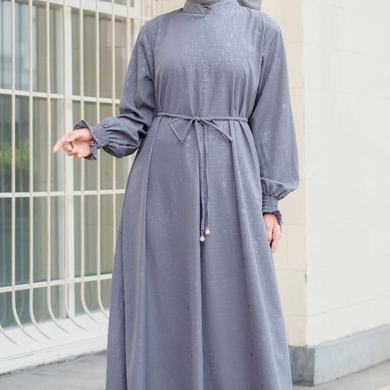 New Azmi 93 -  Gamis Abaya Turki Polos Embos Palm Gamis Dress Muslim Ld 120