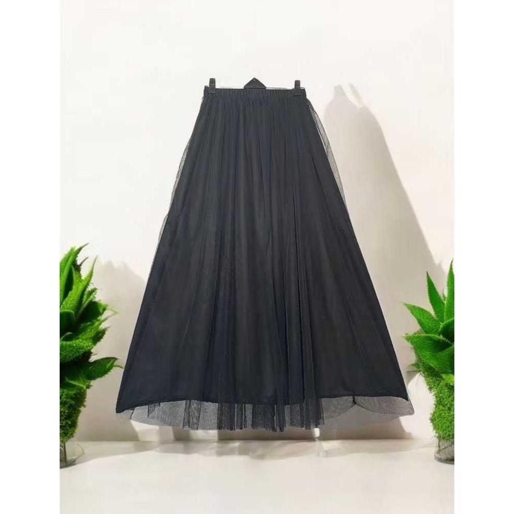 BESTPROMO Polos Hitam Putih Minimalis Rok Tutu Dewasa 90cm