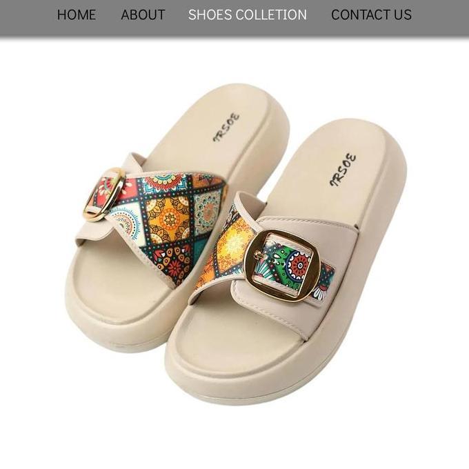 DF266 >> Sandal Selop Wanita Sandal Daily Sandal Slip On Motif Batik Cantik Sandal Slop Fashion Cewe