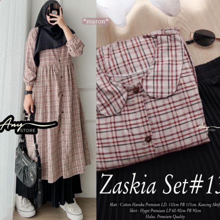 TERBARU SETELAN WANITA MIDI, TUNIK ROK PLISKET