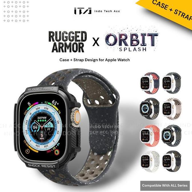 Case Strap for Apple Watch Series Series Ultra 3/2/1 Case Rugged Armor with Strap Orbit Splash - Uku