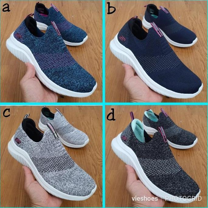 DV238 >> Skechers Ultra Flex Dazzling Sepatu Slip On Wanita