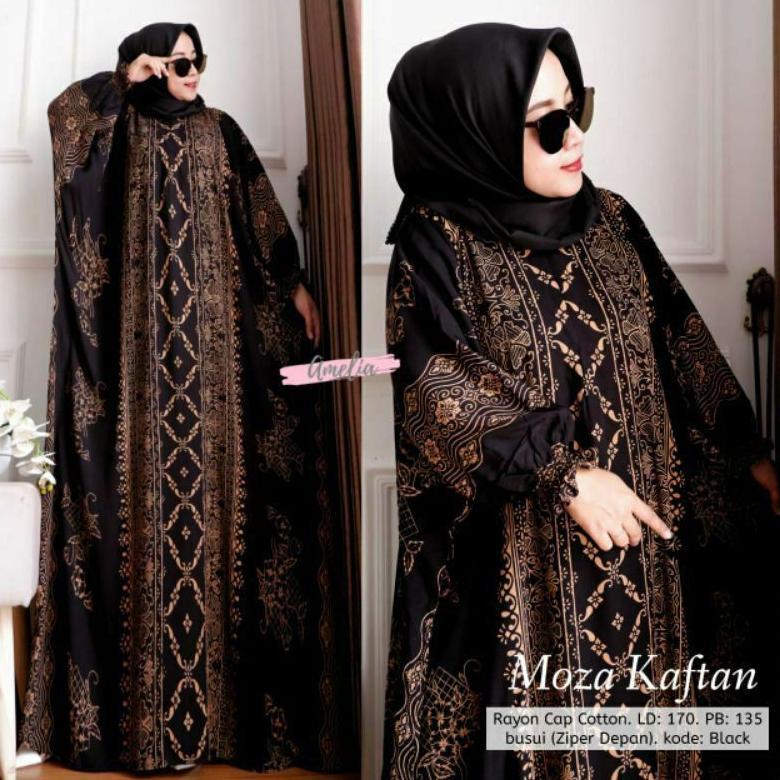 BestPromo Terbaru Moza Kaftan Unique Ori Jumbo Busui Resleting Depan Rayon Grade A Bisa Cod