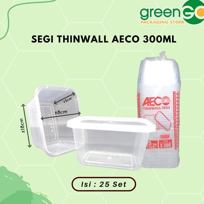 Thinwall Kotak Aeco 300Ml 25 Set Toples Makanan Plastik Bening Kecil