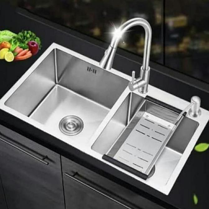 Kitchen Sink 8245 Stainless Sus 304 /Bak Cuci Piring 2 Lubang Stainles