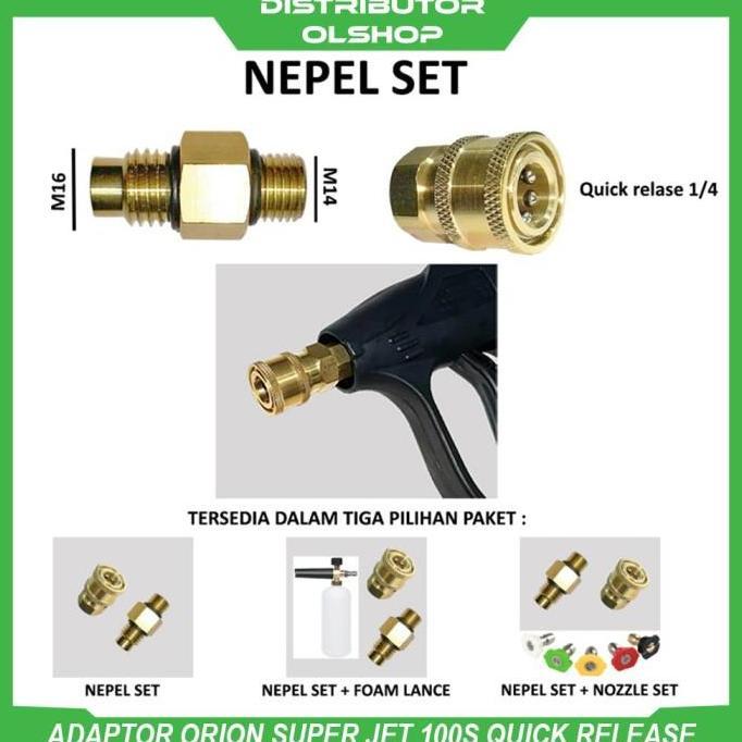 Adapter Nepel Konektor Quick Release Gun Jet Cleaner Orion