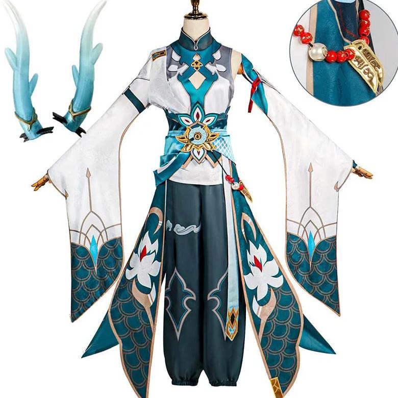 Imbibitor Lunae Cosplay Dan Heng Costume with Headwear Earrings Suit Halloween Props for Anime Comic