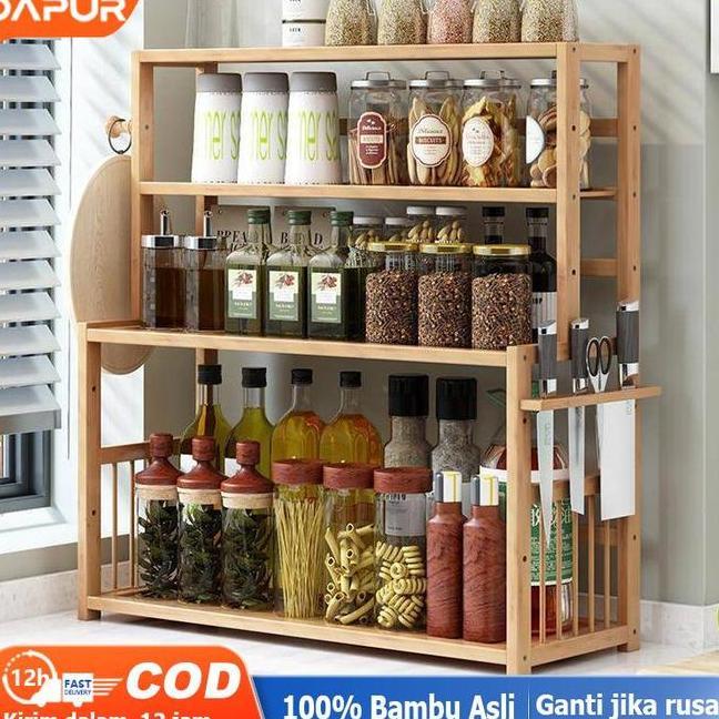 Dhrak Dapur Rak Bumbu Rak Multifungsi Rak Organizer Dapur Rak Dapur Bambu Rak Dapur Susun Tempat Rak
