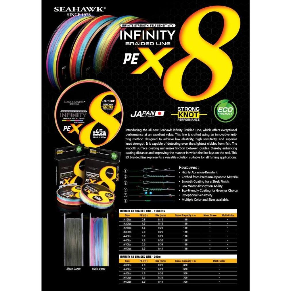 PE. SEAHAWK INFINITY BRAIDED LINE X8 (Color MULTICOLOR) 300m