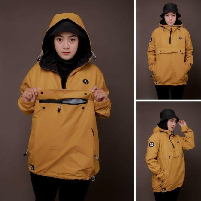 THE BOJIEL Jaket Parasut Unisex Model Cagoule Simple Waterproof Original Dengan Kantong Doraemon Lua