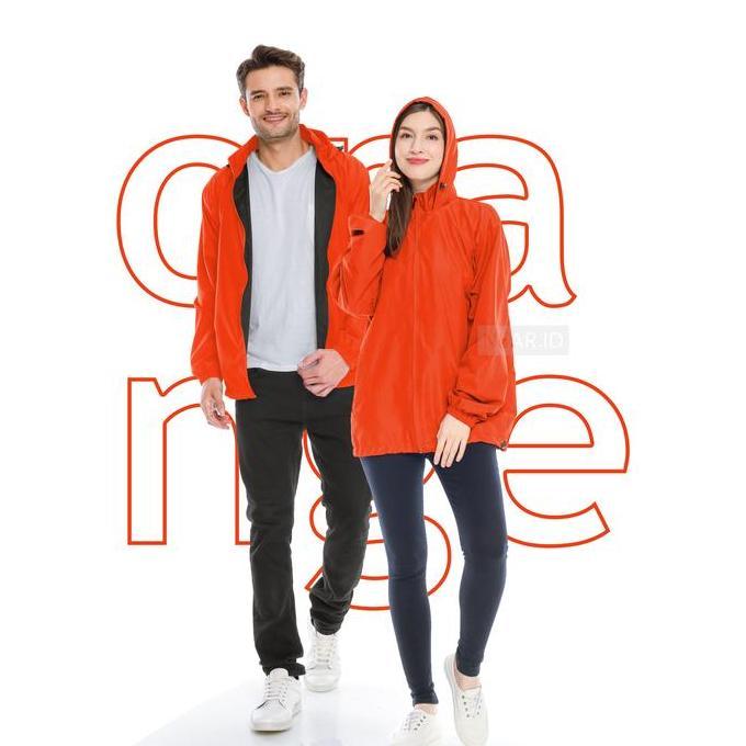 Jaket Parasut Sport Polos Premium - Orange