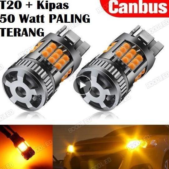 Promo Bohlam Lampu LED sein riting mobil super terang ghost fan kipas T20 36 SMD 7440 Kuning Riting 