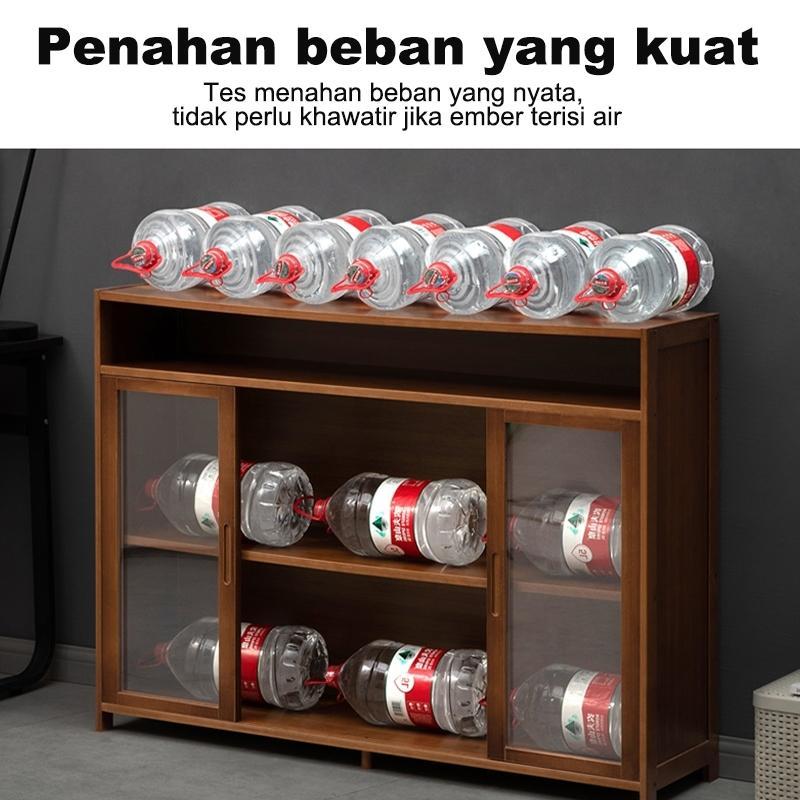 Rak Dapur Kayu Rak Penyimpanan  Rak Oven Microwave Rak Kabinet Lemari Dapur Lemari Piring Multilayer