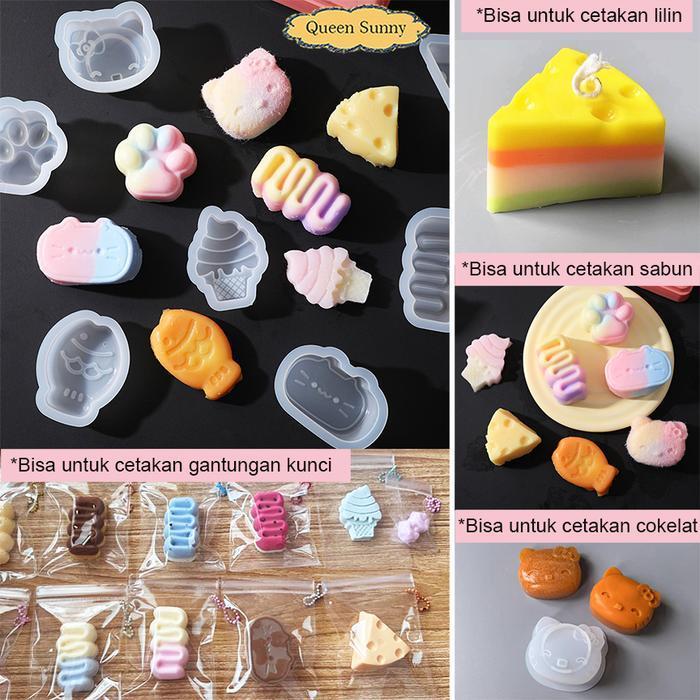 (Diskon) 1Pc Cetakan Resin / Sabun / Lilin / Cake Kue Cokelat Bentuk Keju Kucing Hello Kitty Cakar C