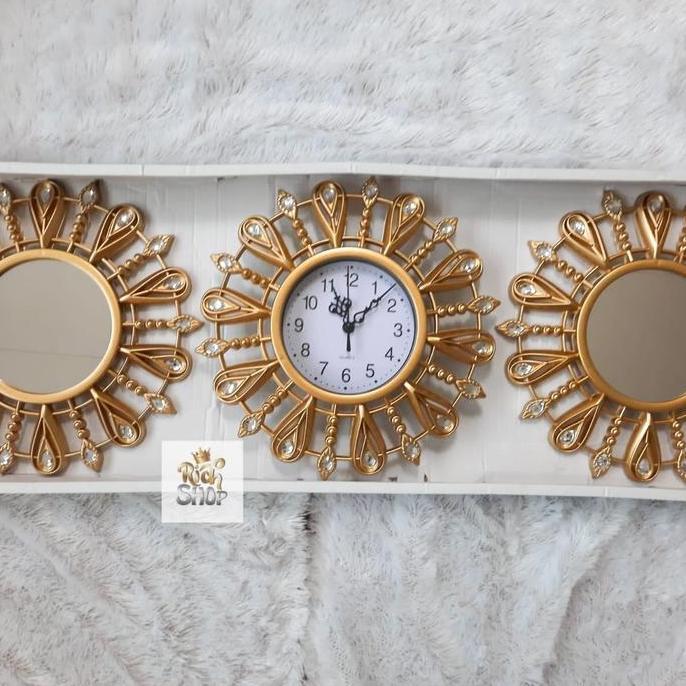 Jam Dinding Cermin Set Home Decor Wall Clock