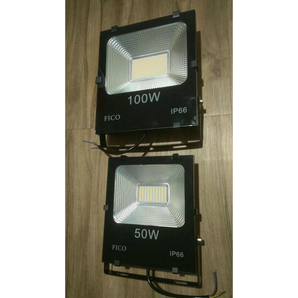 Fico Flood Light Lampu Tembak Kap Sorot Led Smd 100 Watt Baru