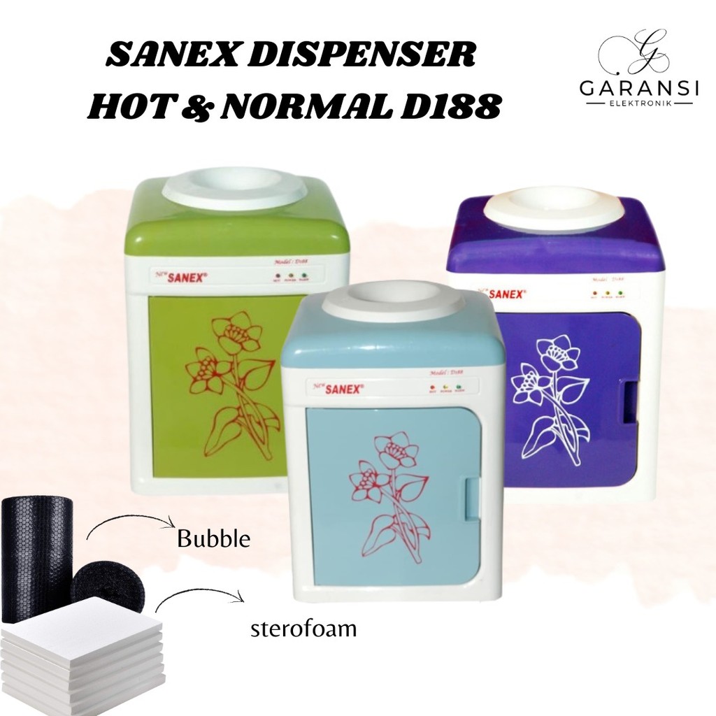 Sanex Dispenser Air Hot & Normal D188 (Dengan Pintu) Dispenser Galon Atas Kecil 2 Kran Panas Dan Din