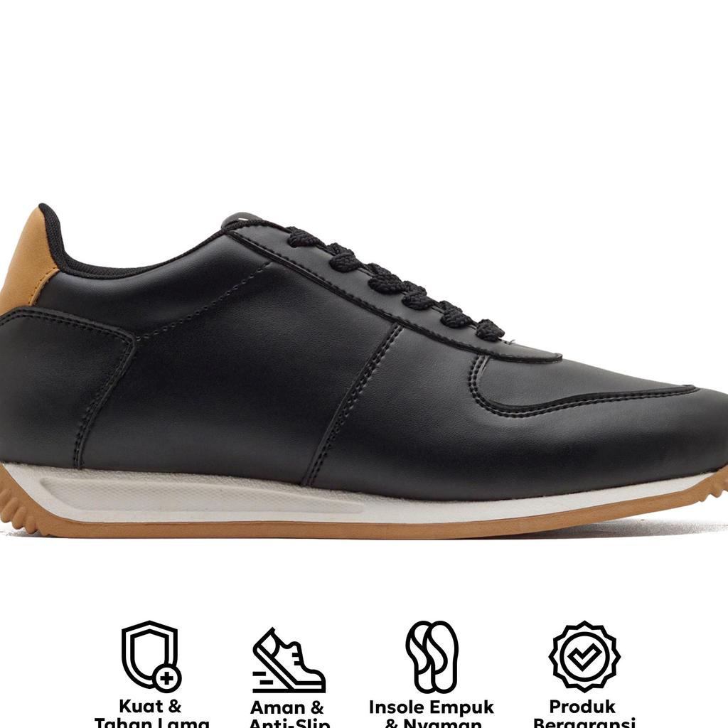 Sepatu Pria Sneakers Hitam Putih Casual Kerja Original Premium Aruna Laf Project