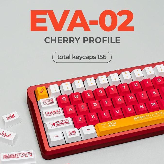 EVA-02 Evangelion PBT Dye Sub Keycaps Set