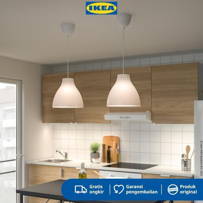 Bisadisini- Ikea Melodi Lampu Gantung Putih 28Cm Minimalis Plastik