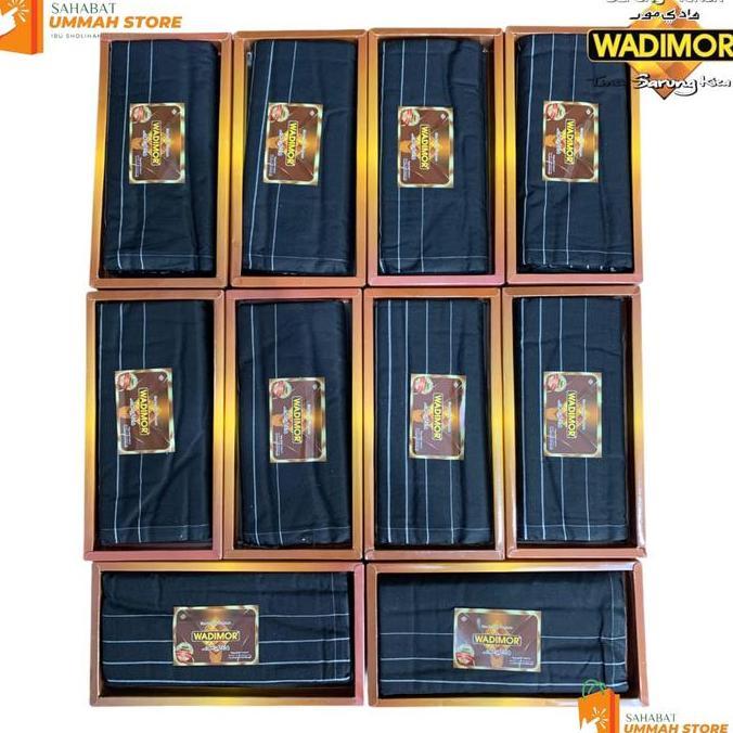 Termurah / Hot Sale Grosir Sarung Wadimor Hitam Polos Garis Putih Untuk Pria Dewasa Santri Grosir Sa