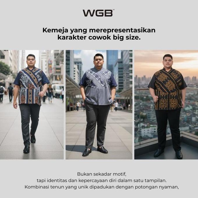 KEMEJA TENUN V NECK PRIA BIG SIZE SPECIAL COLLECTION JUMBO XXL - PRIME SERIES