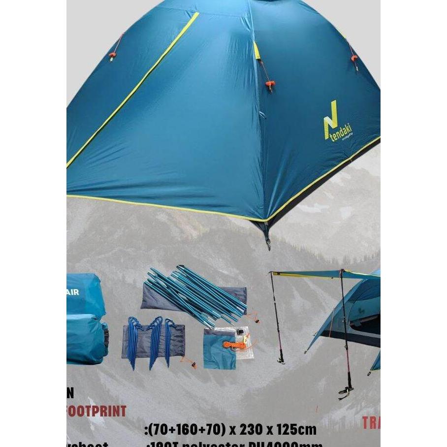 Tenda Camping Arundaya 2 Plus Air Kapasitas 2 Orang Waterproof Pu4000Mm Plus Footprint