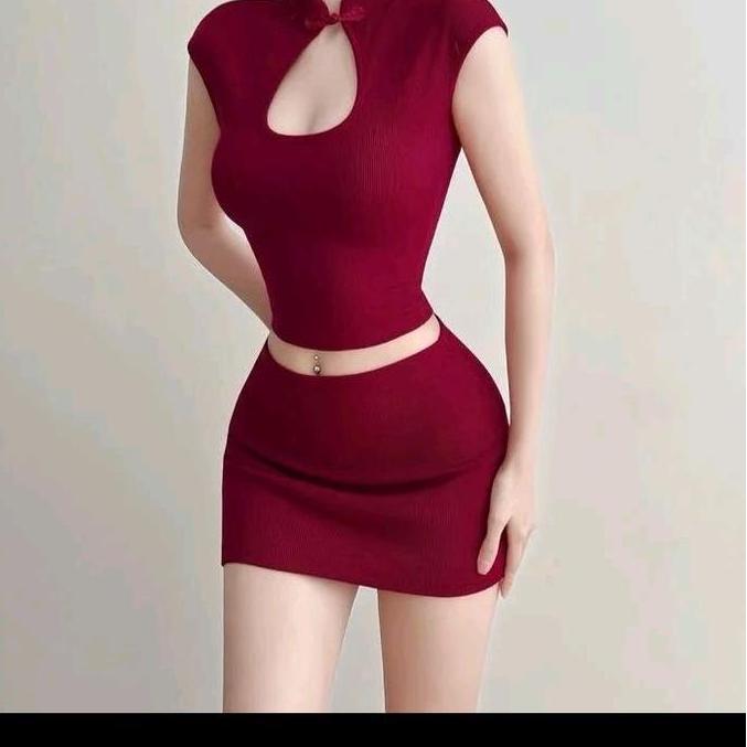 Termurah / Hot Sale Amoy One Set / Stelan Ceongsam/Kerah Shanghai Set/ Set Imlek/ Fashion Wanita Kek