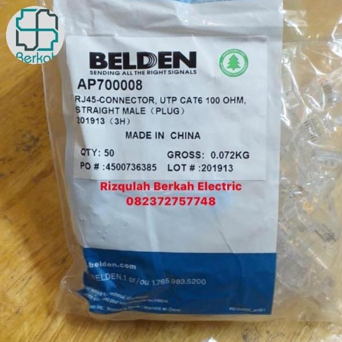 Inpoinpo- Connector Utp Rj45 Cat 6 Belden/Konektor Rj45 Belden/Belden Original 