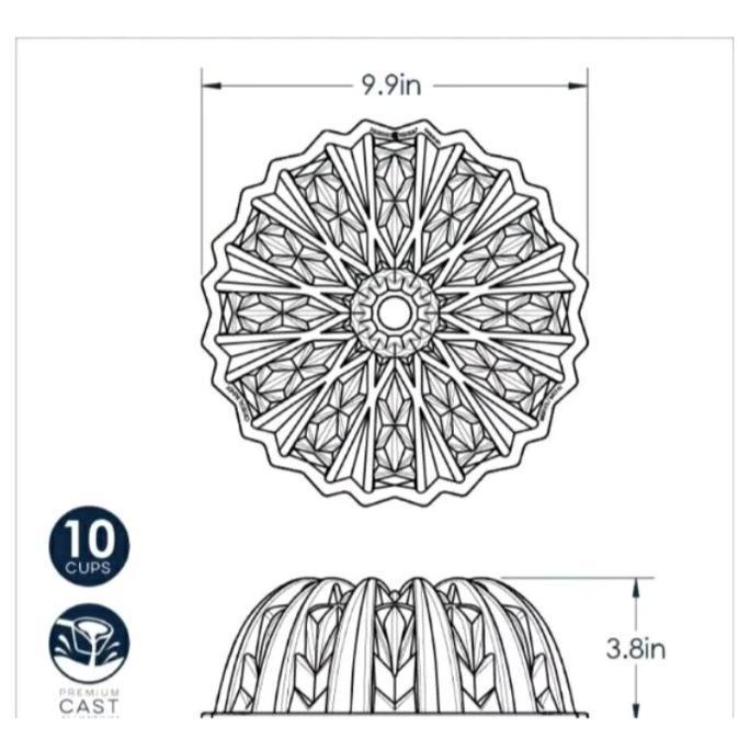 NORDIC WARE CRYSTAL BUNDT PAN 10 CUP / 2.3 LTR, 23.5CM H 9.3CM ( 92877 )