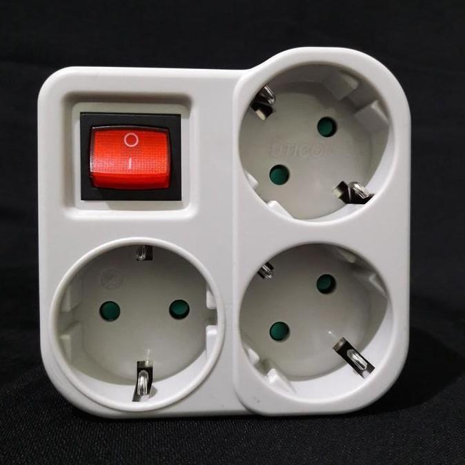 Stop Kontak 3 Lubang + Steker + Saklar UTICON - S-348 SW
