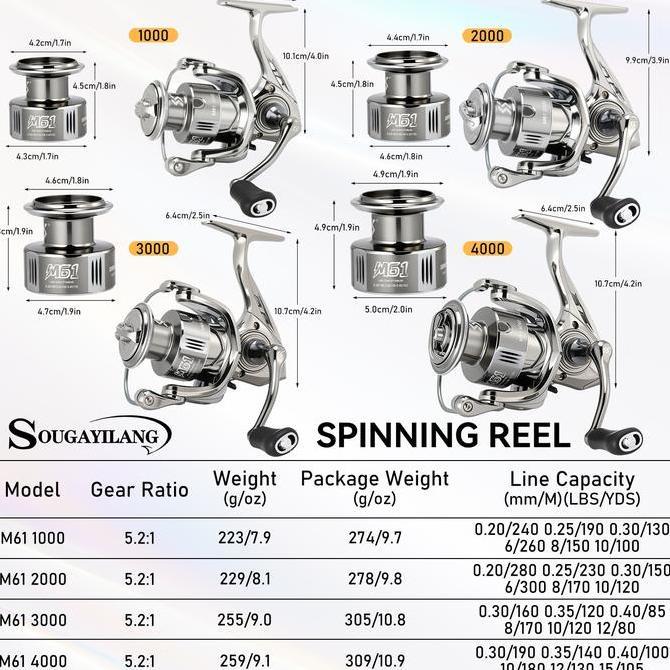 SOUGAYILANG [COD] REEL PANCING SPINNING LOGAM SERI 1000-4000 BARU DENGAN GAGANG LOGAM POWER HANDLE, 