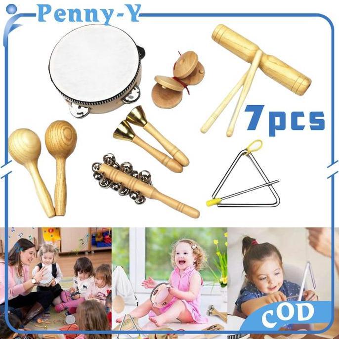 SOORIM 7pcs Alat Musik Perkusi Anak Alat Musik Drum Mainan Alat Perkusi Anak
