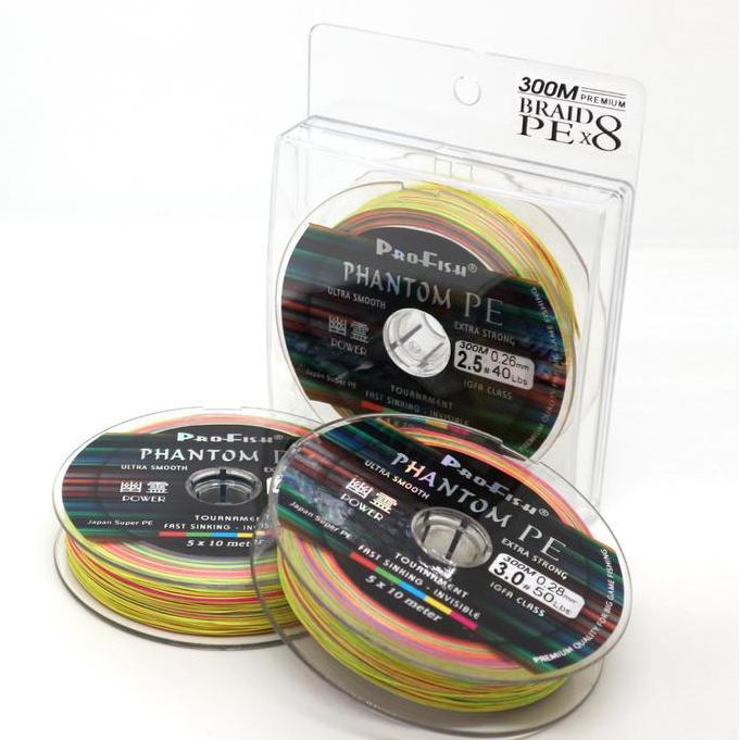 TERBARU - Falcon Senar Pancing PE X8 Profish PHANTHOM 300 Meter Super Kuat Micro HD Coated Tahan Air