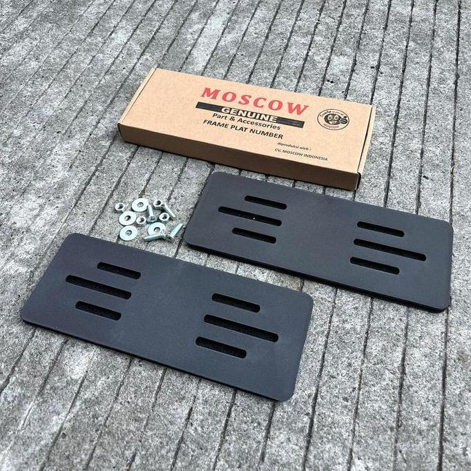 ubayka_seller - frameless plat nomor universal set 2pcs sepasang depan belakang + baut / frame less 