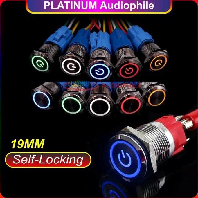 Metal Push Button Switch 19mm + logo | LOCK LATCHING |