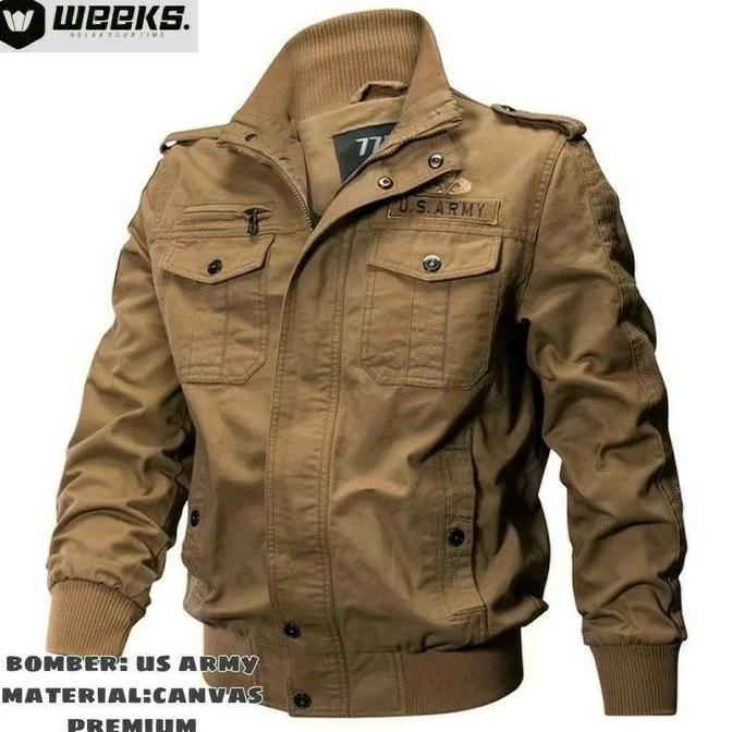 Termurah / Hot Sale Jaket Bomber Kanvas Us Army Jaket Bomber Kanvas Pria Jaket Kanvas Jaket Kanvas P