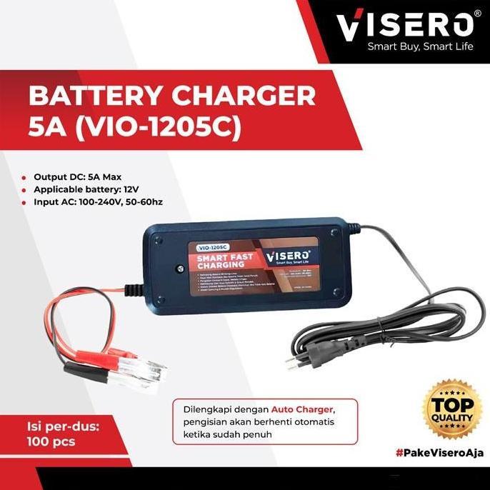 Visero Vio-1205C Battery Charger 5A 12V Charge Accu Cas Aki Baterai